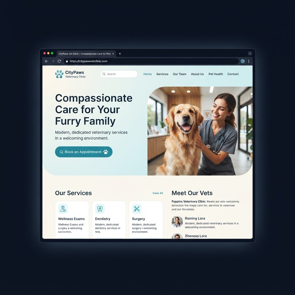 Diseño conceptual de sitio web para Clínica Veterinaria